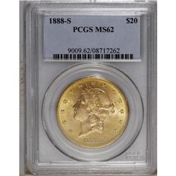 1888-S $20 MS62 PCGS. Typically struck with highly lus 