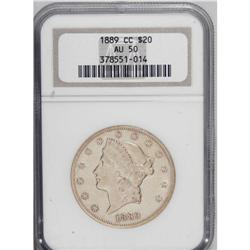 1889-CC $20 AU50 NGC. This low mintage Carson City dou 