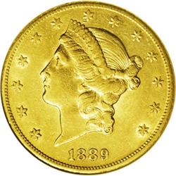 1889-CC $20 AU53 ANACS. The Carson City Mint resumed s 