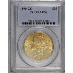 1890-CC $20 AU58 PCGS. Mint luster is essentially comp 