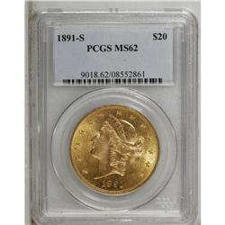 1891-S $20 MS62 PCGS. The vibrant yellow-orange fields 