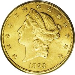 1893-CC $20 MS62 ANACS. Well detailed on all of the de 