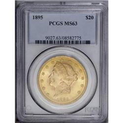 1895 $20 MS63 PCGS. Sharply struck and highly lustrous 