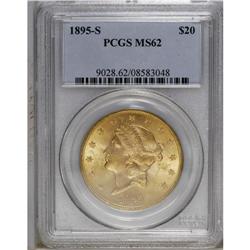 1895-S $20 MS62 PCGS. A solidly struck example that is 