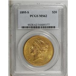1895-S $20 MS62 PCGS. The luminous orange-gold surface 