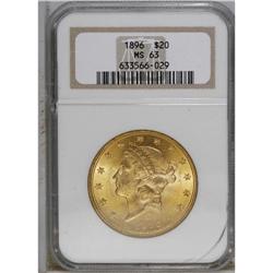 1896 $20 MS63 NGC. A nicely struck example with pleasi 