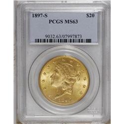 1897-S $20 MS63 PCGS. Select and sharply struck, this 
