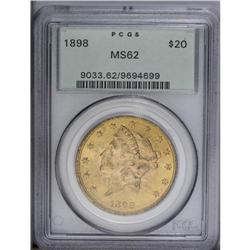 1898 $20 MS62 PCGS. The yellow-orange surfaces have da 