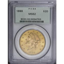 1898 $20 MS62 PCGS. A solidly struck example with ligh 