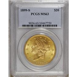 1899-S $20 MS63 PCGS. Select and highly appealing desp 