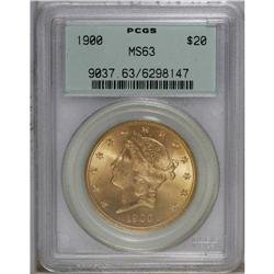 1900 $20 MS63 PCGS. Booming luster and pleasing preser 