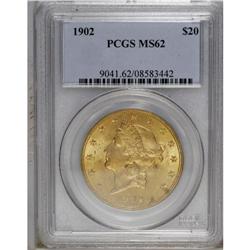 1902 $20 MS62 PCGS. The devices are boldly impressed, 