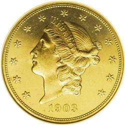 1903 $20 MS64 Prooflike NGC. Just a year before 1904, 