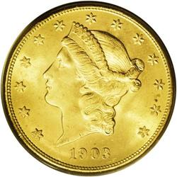 1903-S $20 MS64 PCGS. This lustrous khaki-gold example 