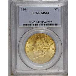 1904 $20 MS64 PCGS. A boldly struck piece with strongl 