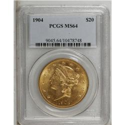 1904 $20 MS64 PCGS. Choice and solidly struck with att 