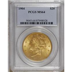 1904 $20 MS64 PCGS. Well struck and highly lustrous wi 