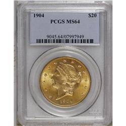 1904 $20 MS64 PCGS. The vibrant orange-gold fields pal 