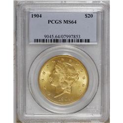1904 $20 MS64 PCGS. Choice and frosty, this solidly st 