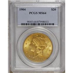 1904 $20 MS64 PCGS. The vivid orange-gold surfaces are 