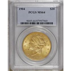 1904 $20 MS64 PCGS. Choice with lovely luster and soli 