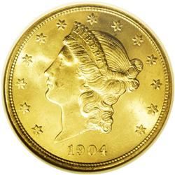 1904 $20 MS65 NGC. The classic of the Type Three Liber 