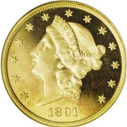 1891 $20 PR66 PCGS.From The Hamburg-Sonoma Collection. 