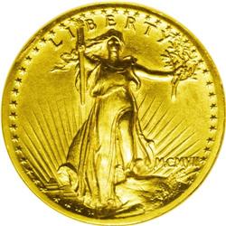 1907 $20 High Relief, Wire Rim AU58 NGC. An exceptiona 