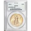 Image 3 : 1907 $20 High Relief, Wire Rim MS65 PCGS. Although the 