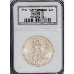 1907 $20 Arabic Numerals MS63 NGC. The highly lustrous 