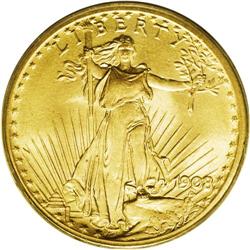 1908 $20 No Motto MS66 PCGS. Short Rays Obverse. Rich 