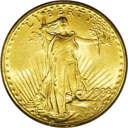 1908 $20 No Motto MS66 PCGS. Ex: Wells Fargo Nevada Go 