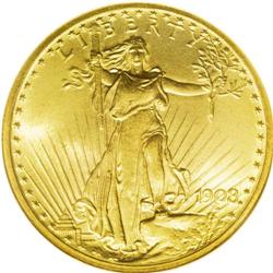 1908 $20 No Motto MS66 NGC. Long Rays Obverse. The obv 