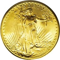 1908 $20 No Motto MS66 PCGS. Unusually well-preserved 