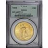 Image 3 : 1908 $20 No Motto MS66 PCGS. Well struck with shimmeri 