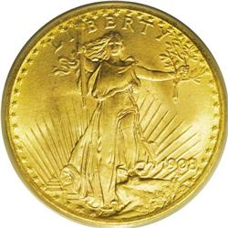 1908 $20 No Motto, Wells Fargo MS66 PCGS. Short Rays O 