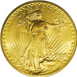 1908 $20 No Motto, Wells Fargo MS66 PCGS. Short Rays O 