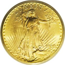 1908 $20 No Motto, Wells Fargo MS66 PCGS. Short Rays O 