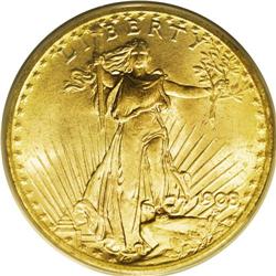 1908 $20 No Motto, Wells Fargo MS66 PCGS. Short Rays O 