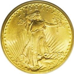 1908 $20 No Motto, Wells Fargo MS66 PCGS. Short Rays O 