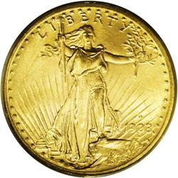 1908-D $20 Motto MS65 PCGS. The Bowers double eagle Gu 