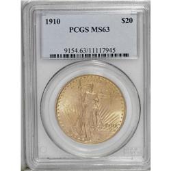 1910 $20 MS63 PCGS. A nicely struck orange-gold repres 