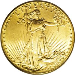 1910-D $20 MS65 PCGS. The refreshingly unmarked surfac 