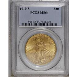 1910-S $20 MS64 PCGS. The lustrous wheat-gold surfaces 