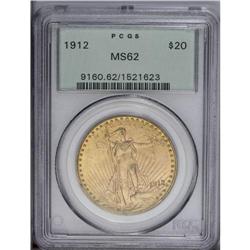 1912 $20 MS62 PCGS. Well struck and lustrous with yell 