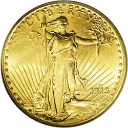 1913-S $20 MS64 PCGS. Despite its minuscule original m 