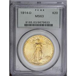 1914-D $20 MS63 PCGS. Select with standout luster. The 
