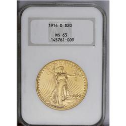 1914-D $20 MS63 NGC. Lustrous and well struck, this ye 