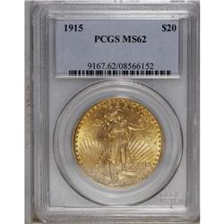 1915 $20 MS62 PCGS. The highly lustrous surfaces of th 
