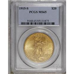 1915-S $20 MS65 PCGS. A nicely struck Gem with pleasin 